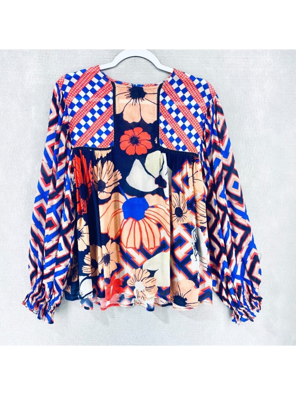 Anthropologie Bl-nk Top Womens S Multicolor Abstract Blouse Artsy Boho
